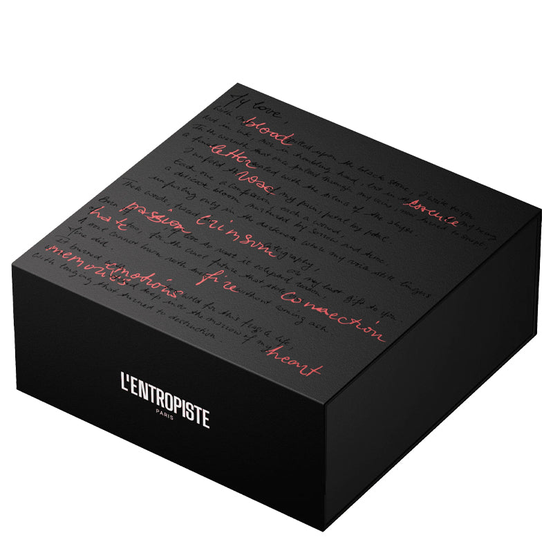 Black box with text and 'L'Entropiste' branding on a white background