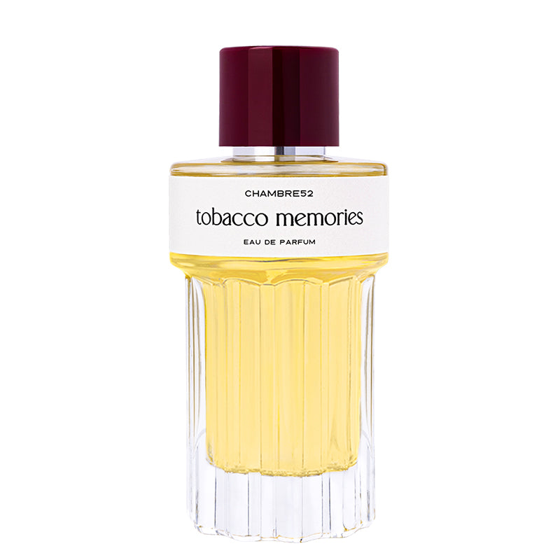 Perfume bottle labeled 'Tobacco Memories' by Chambre52 on a white background