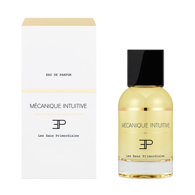 Mécanique Intuitive perfume bottle and packaging on a white background