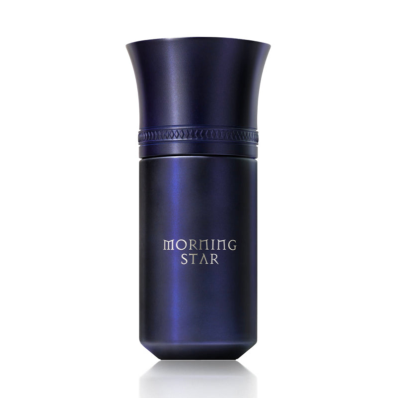 3.4oz  Fragrance flacon by Liquides Imaginaires in blue reading Morning Star on white background. 